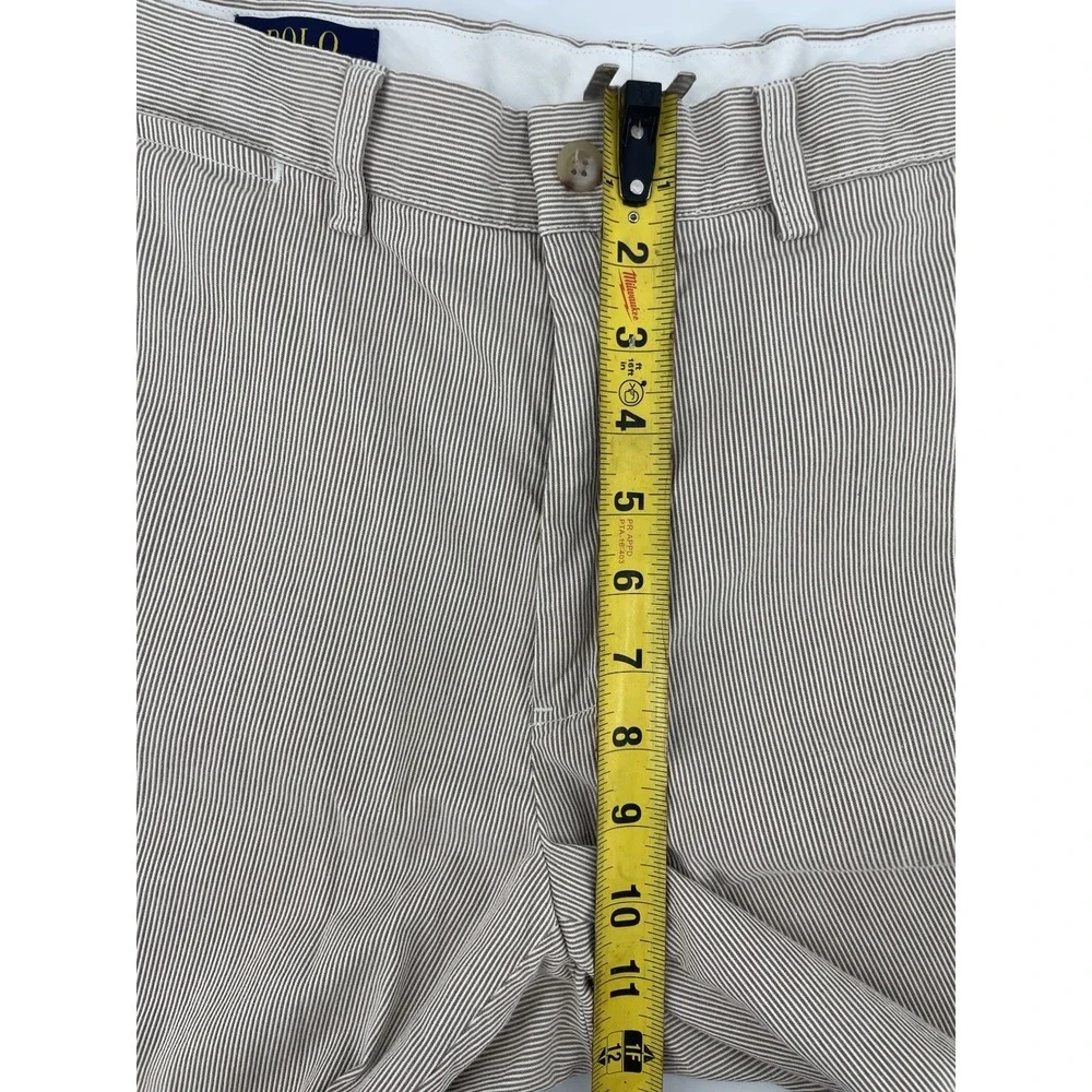 Polo Ralph Lauren Shorts Mens 33 Tan White Micro Stripe Seersucker 11